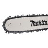 MAKITA Ketjusaha XGT. Lähikuvassa Ketjusaha XGT:n terä ja laippa oikealta etuviistosta.