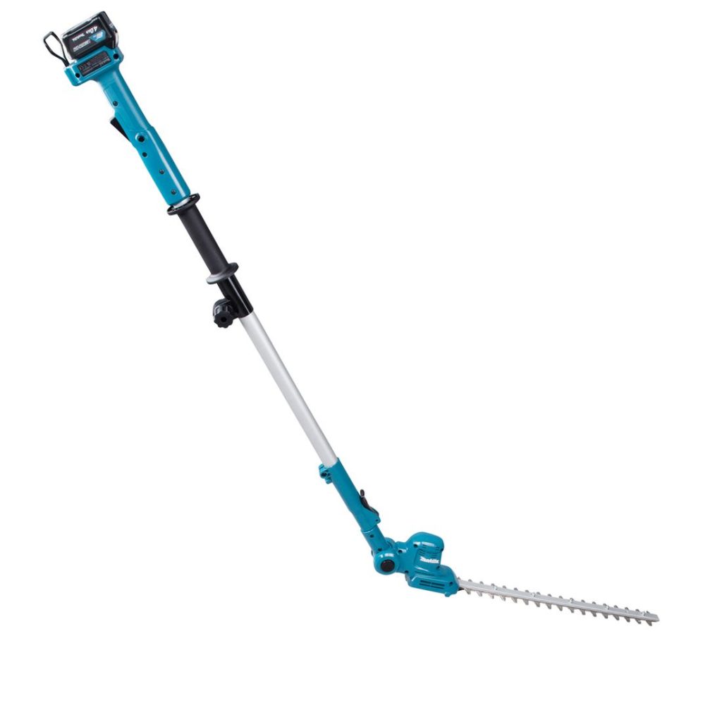 MAKITA Pensasleikkuri CXT. Kuvassa Pensasleikkuri CXT oikealta sivustapäin.