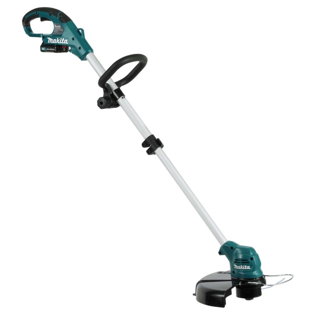 MAKITA Ruohotrimmeri CXT. Kuvassa Ruohotrimmeri CXT vasemmalta etuyläviistosta.