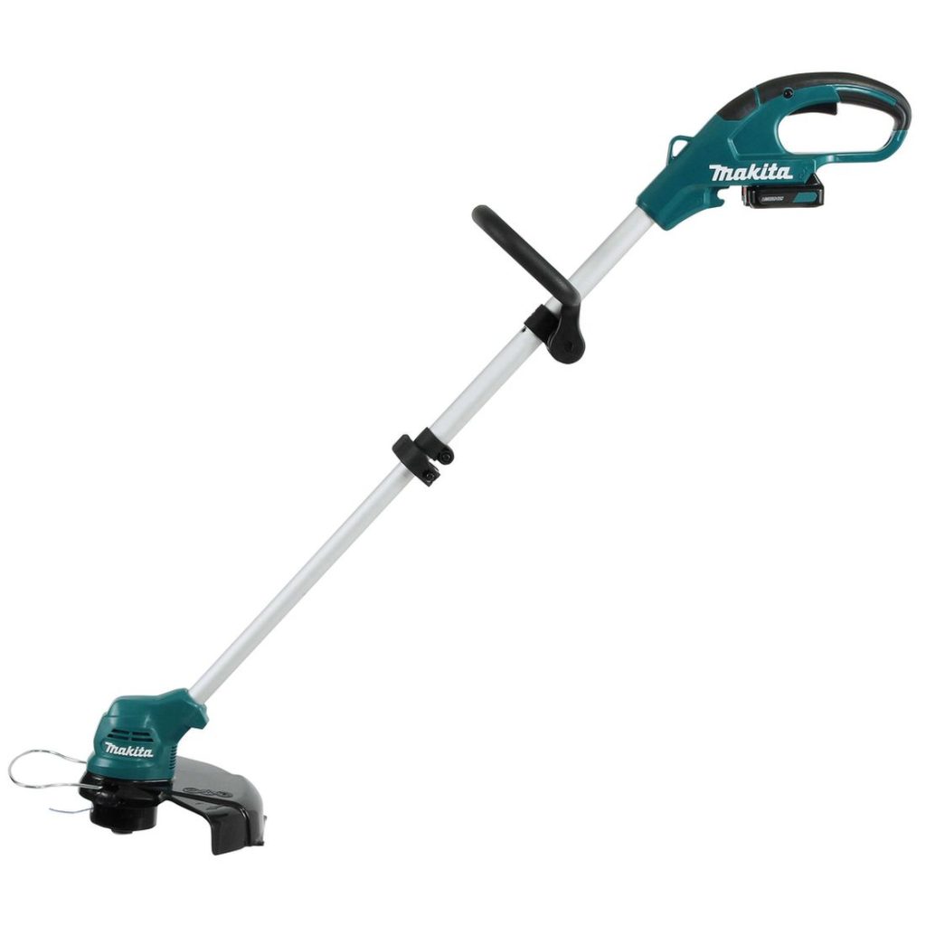 MAKITA Ruohotrimmeri CXT. Kuvassa Ruohotrimmeri CXT vasemmalta sivustapäin.