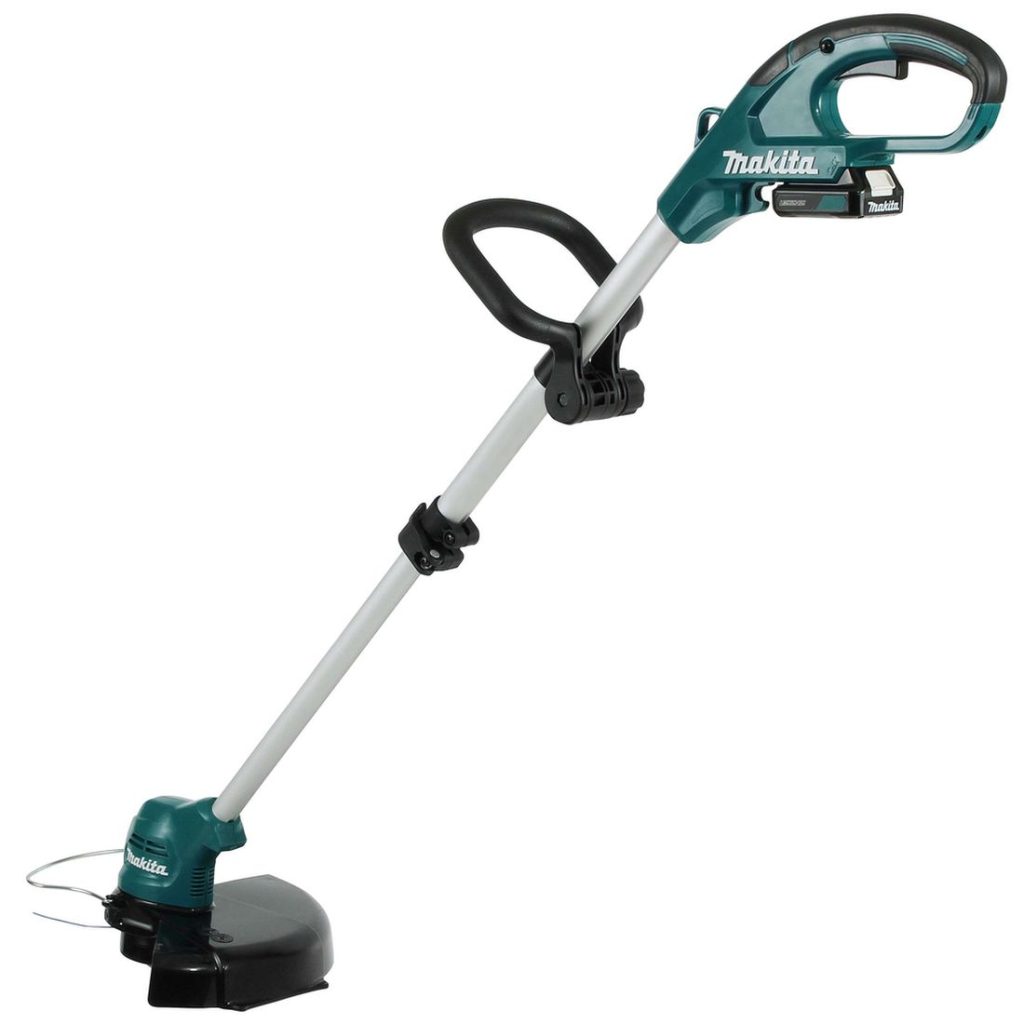 MAKITA Ruohotrimmeri CXT. Kuvassa Ruohotrimmeri CXT vasemmalta takayläviistosta.
