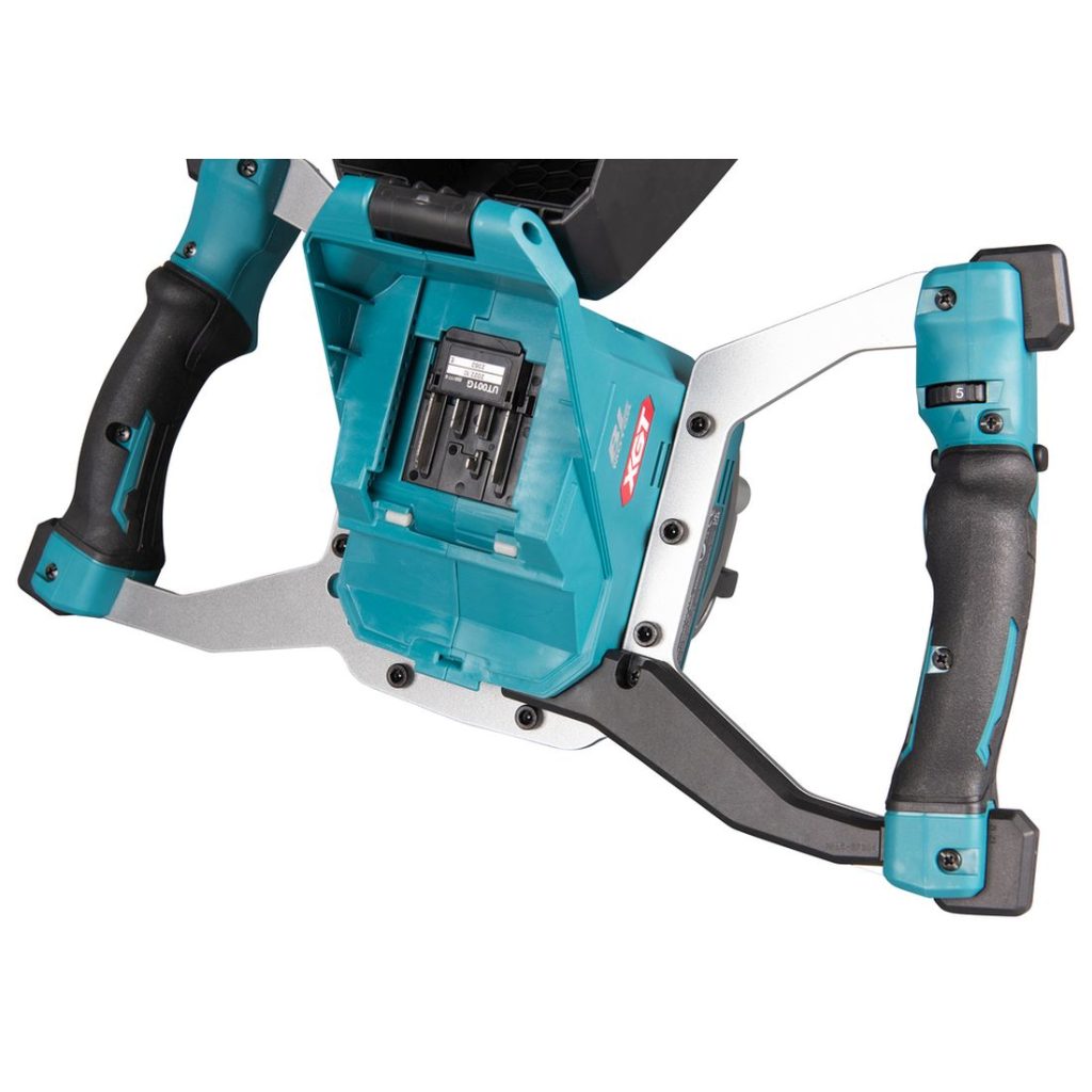 MAKITA Sekoituskone XGT. Lähikuvassa Sekoituskone XGT:n akun kiinnityspaikka.