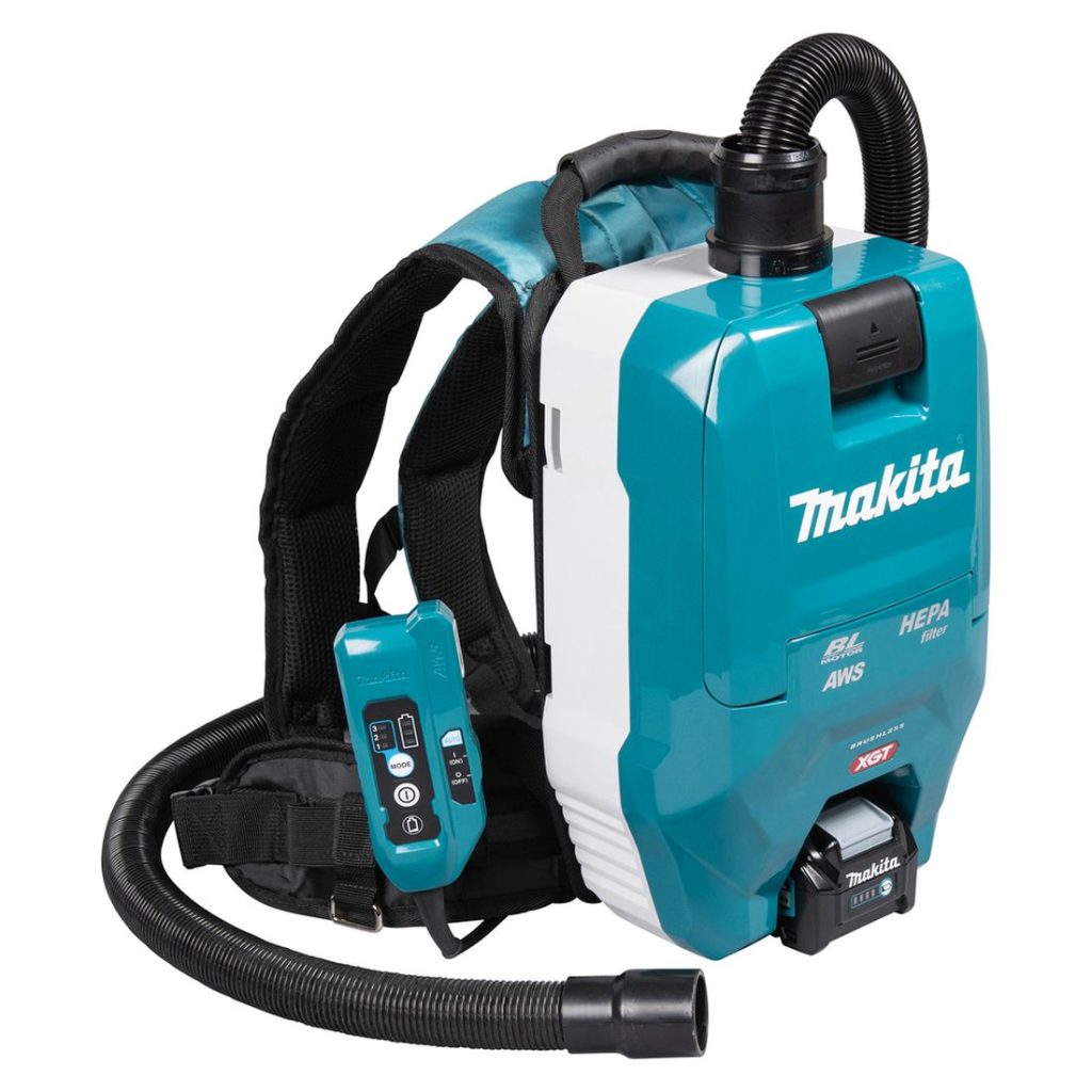MAKITA Reppuimuri XGT. Kuvassa Reppuimuri XGT vasemmalta takayläviistosta.