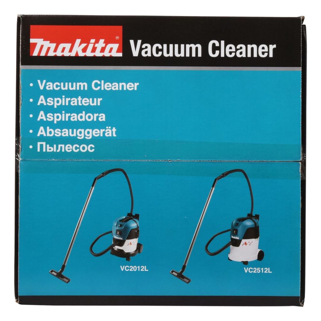 MAKITA Märkä- / kuivaimuri. Kuvassa tuotteen myyntipakkaus ylhäältäpäin.