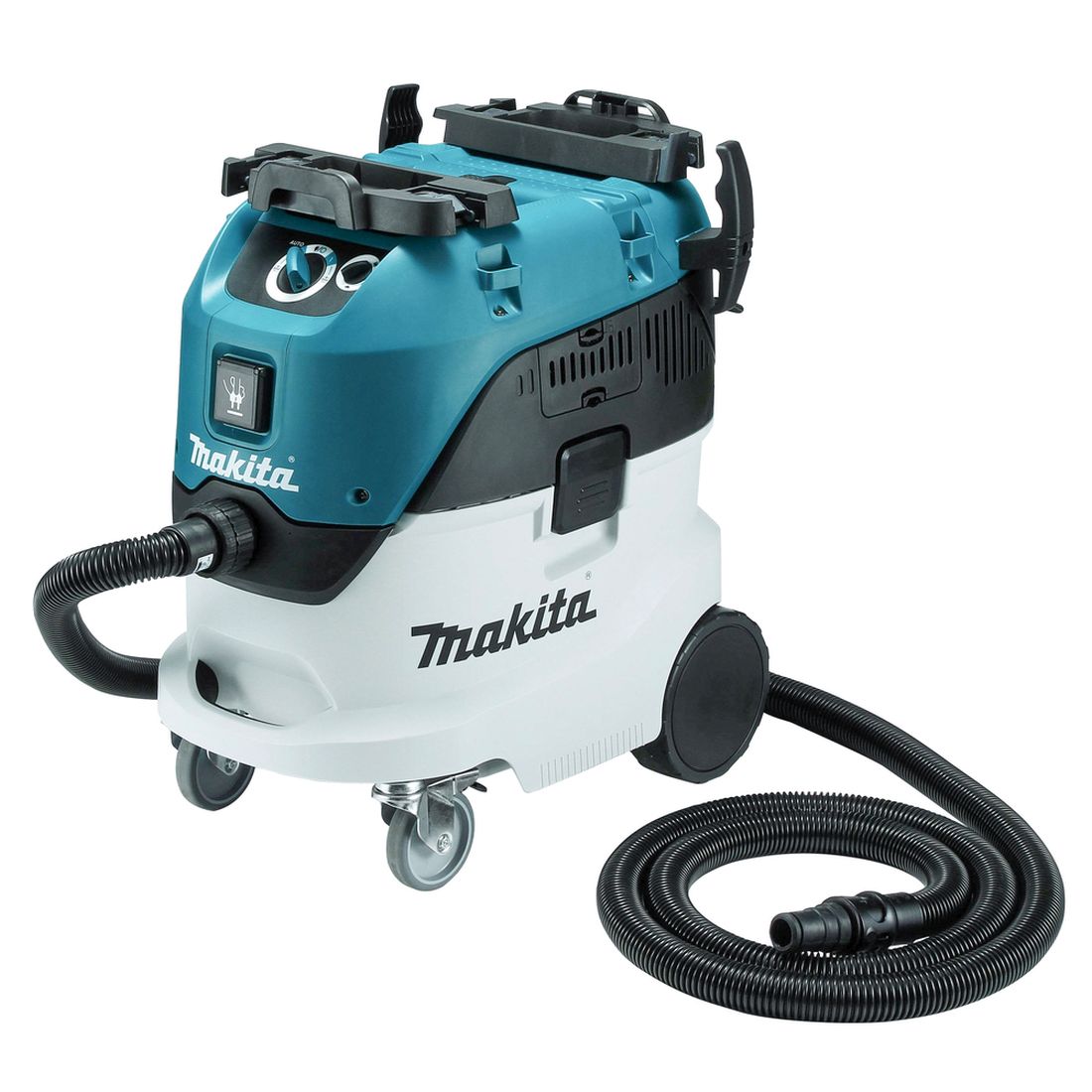 MAKITA Märkä- / kuivaimuri. Kuvassa Märkä- / kuivaimuri oikealta etuyläviistosta.