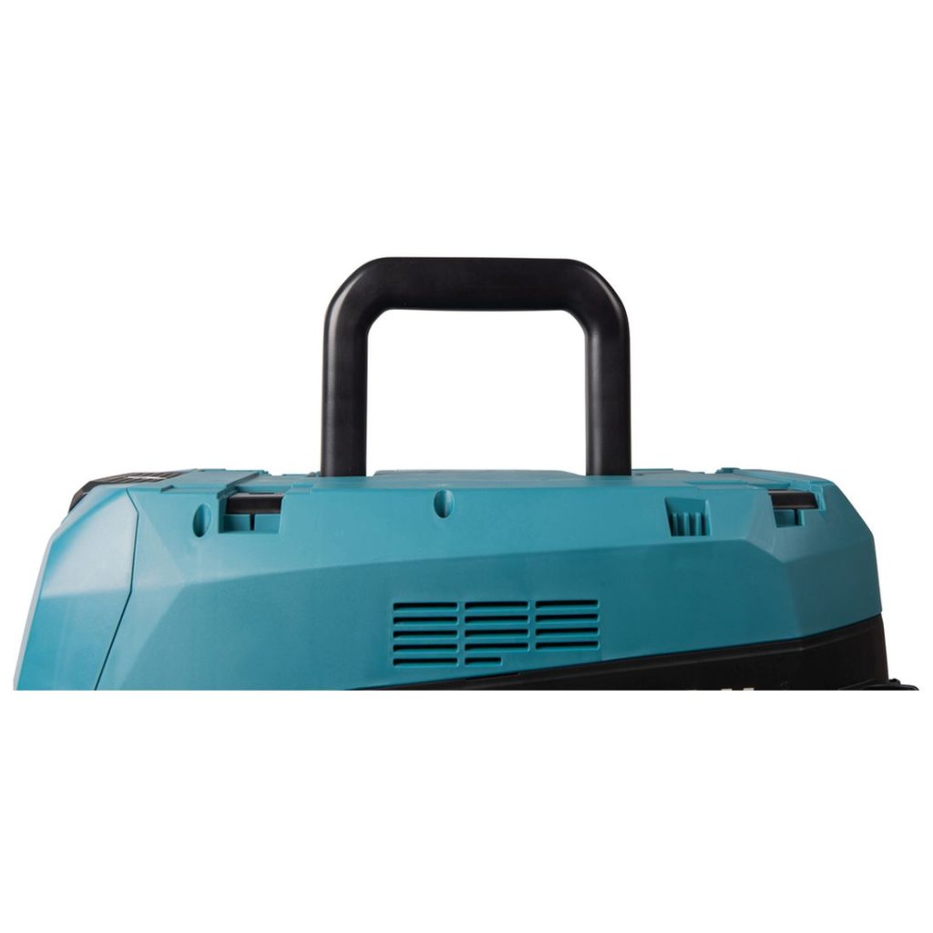 MAKITA Märkä- / kuivaimuri XGT VC006GMZ01. Lähikuvassa märkä-/kuivaimurin kantokahva.