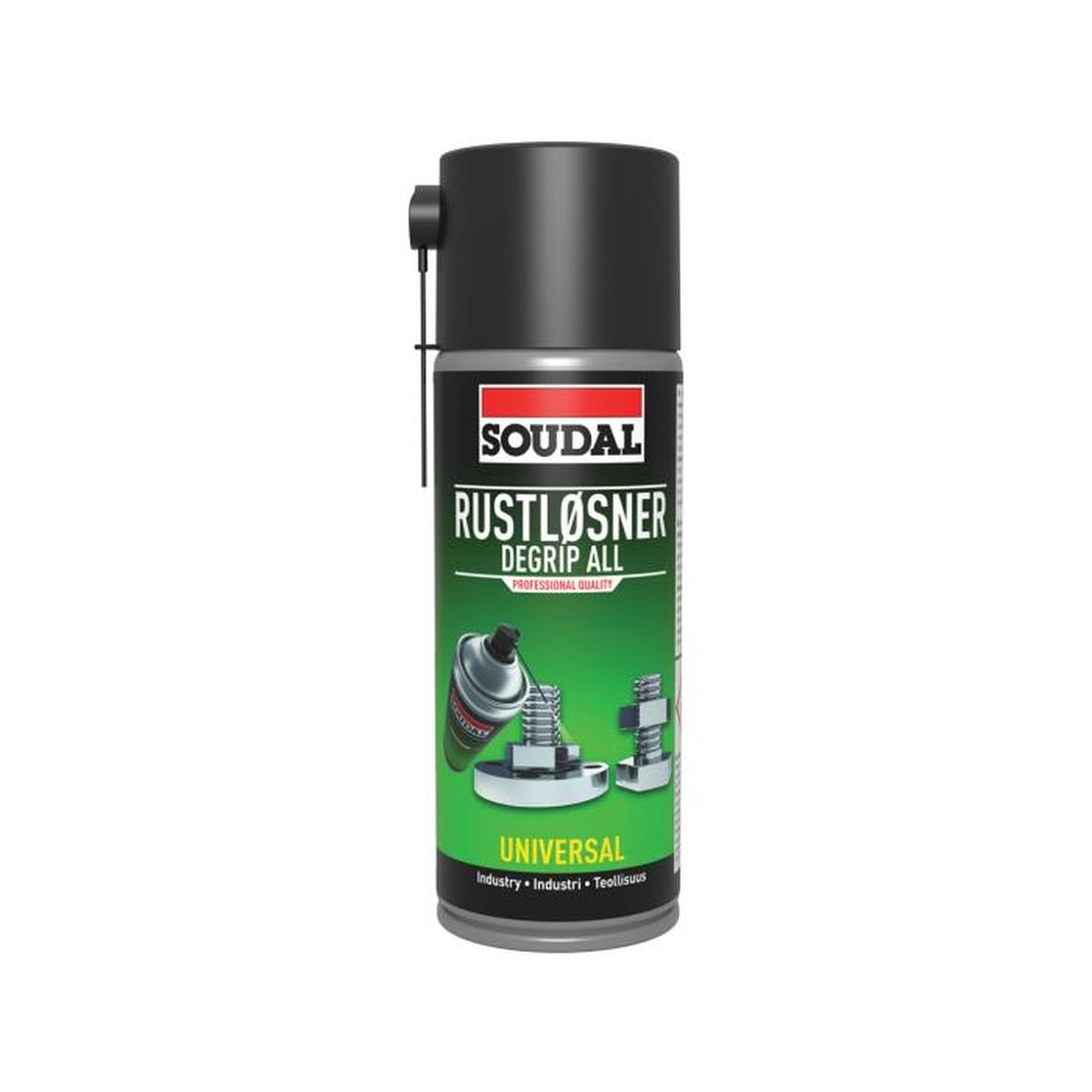 SOUDAL Degrip All 400 ml. Kuvassa spraypurkki edestäpäin.