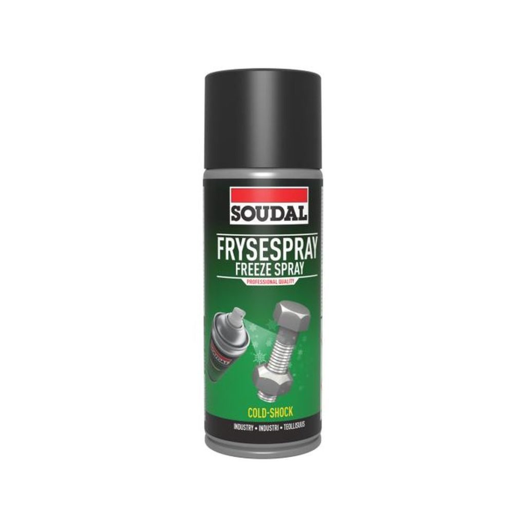 SOUDAL Freeze Spray 400 ml. Kuvassa spraypurkki edestäpäin.