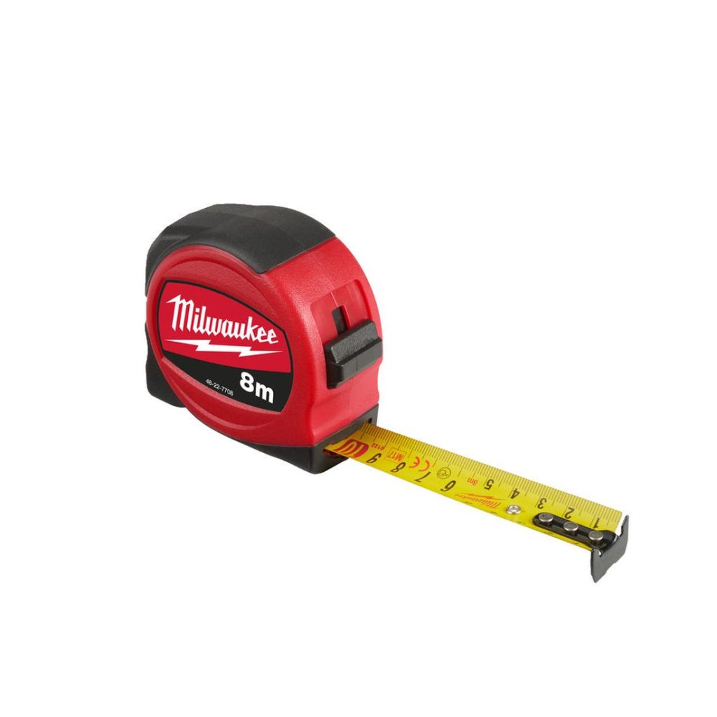 MILWAUKEE RULLAMITTA SLIMLINE S8/25. Kuva vasemmalta etuyläviistosta.