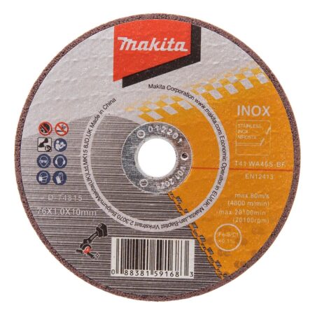 MAKITA Katkaisulaikka 76x1,0 mm metalli/RST (INOX) 5kpl. Kuvassa katkaisulaikka ylhäältäpäin.