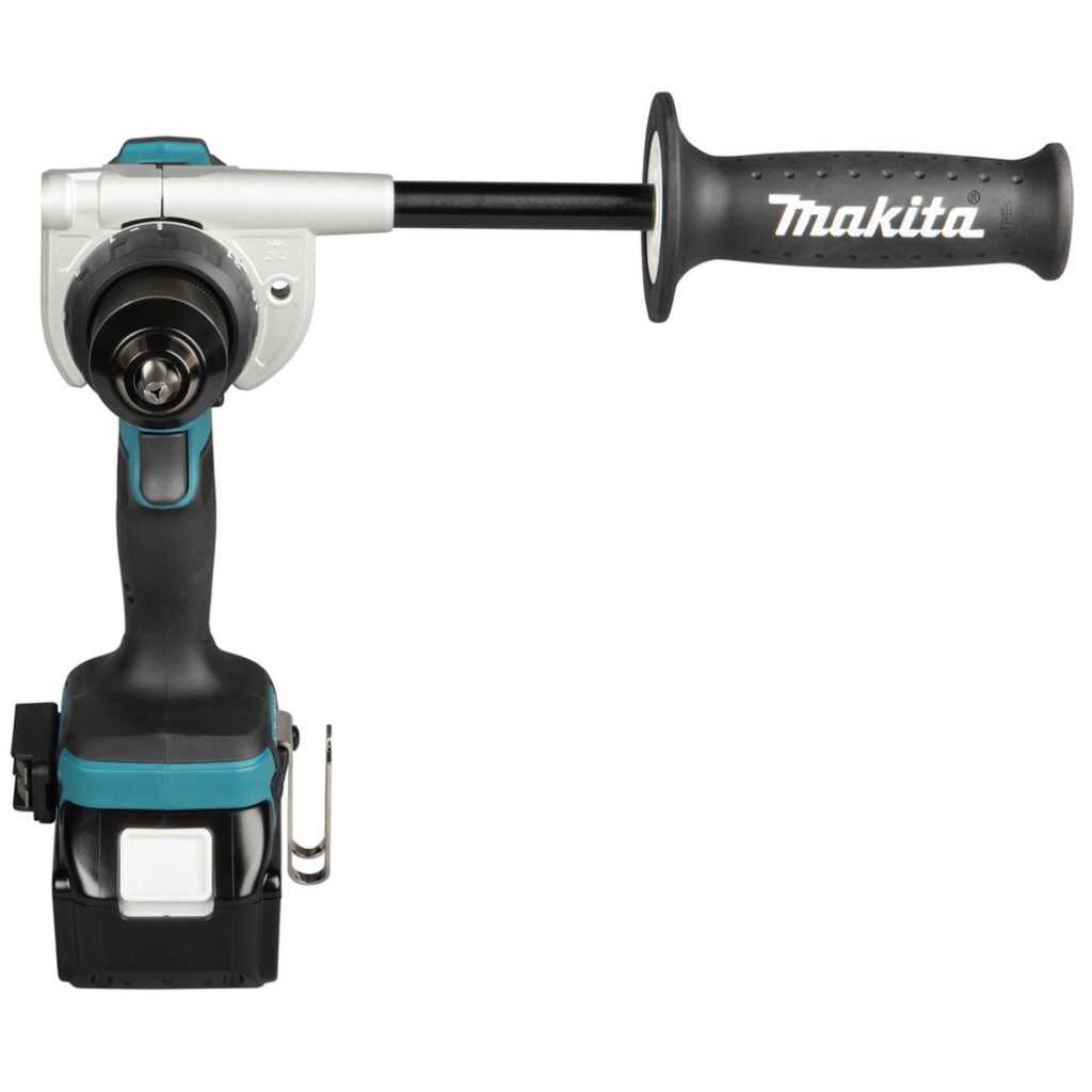 MAKITA Porakone LXT. Kuvassa porakone LXT edestäpäin yläviistosta.