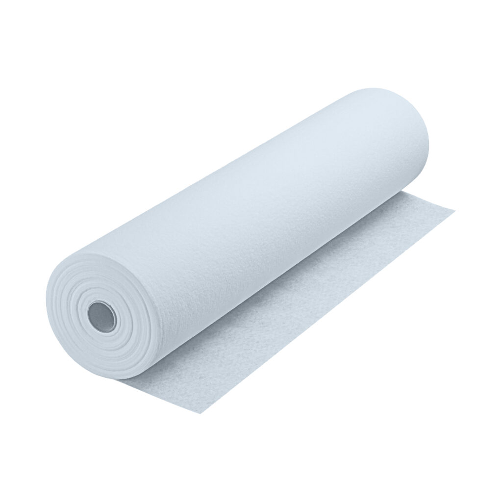 Lionfix Blue hengittävä pintasuoja 1,0 x 25 m, 160 g/m². Kuvassa pintasuojarulla oikealta etuyläviistosta.