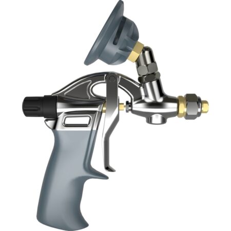 SOUDAL Click&spray aerosoliliimapistooli. Kuvassa aerosoliliimapistooli sivustapäin.