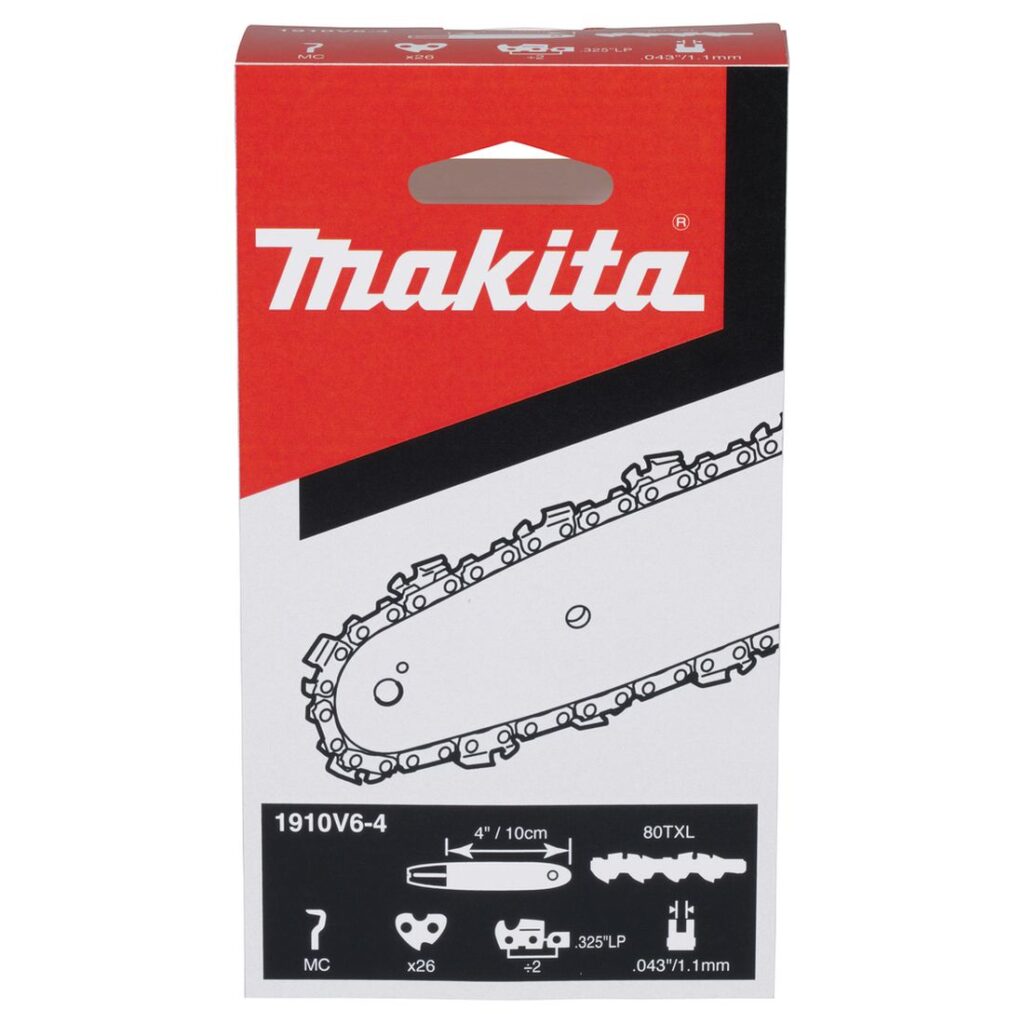 MAKITA Teräketju 26, 0,325", 1,1 mm, 4" / 10 cm. Kuvassa tuotteen myyntipakkaus edestäpäin.