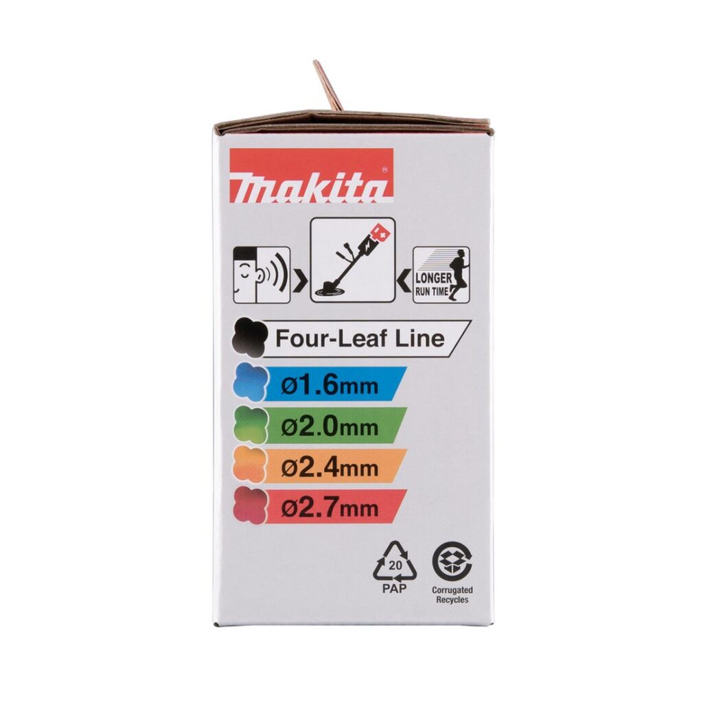 MAKITA Siimapää Tap&Go EasyWork Ø 2,7 mm x 4 m / 5". Kuvassa tuotteen myyntipakkaus sivustapäin.