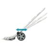 MAKITA Niittolisälaite 330 mm EN424MP. Havainnekuvassa Niittolisälaite 330 mm EN424MP:n tukipyörä kiinnitettynä niittolisälaitteen varteen leikkaamisen helpottamiseksi.