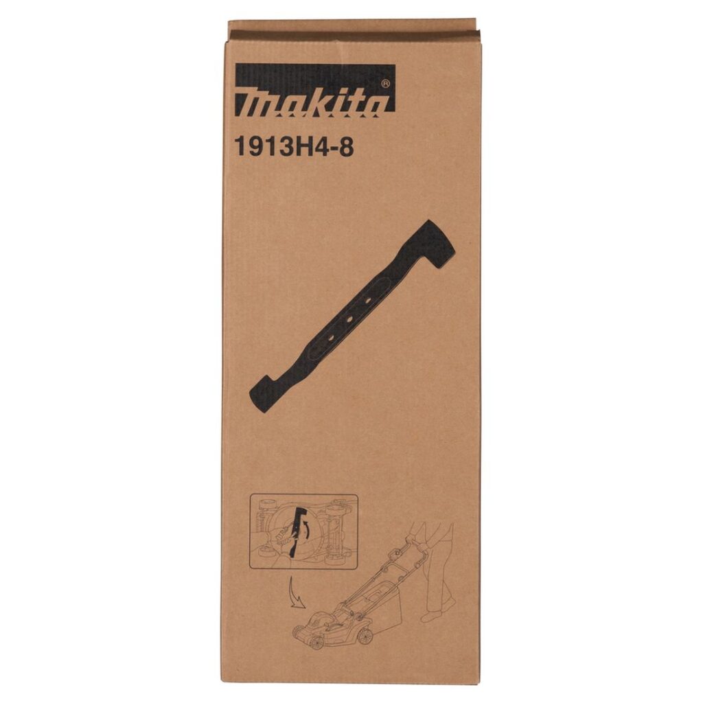 MAKITA Ruohonleikkurin veitsiterä 430 mm. Kuvassa tuotteen myyntipakkaus edestäpäin.