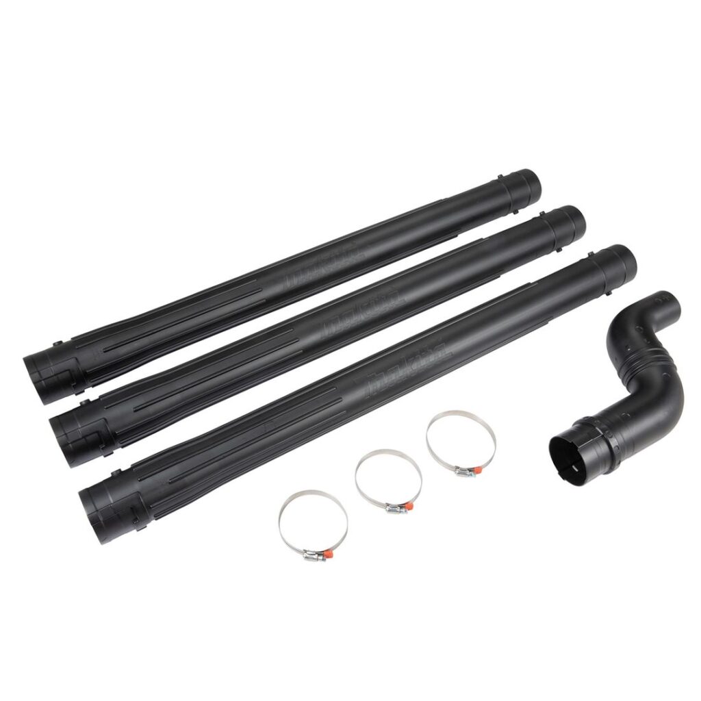 MAKITA Adapteriputki UB001C/G varten. Kuvassa Adapteriputki UB001C/G putken ja putkiklemmarit vasemmalta yläviitosta.