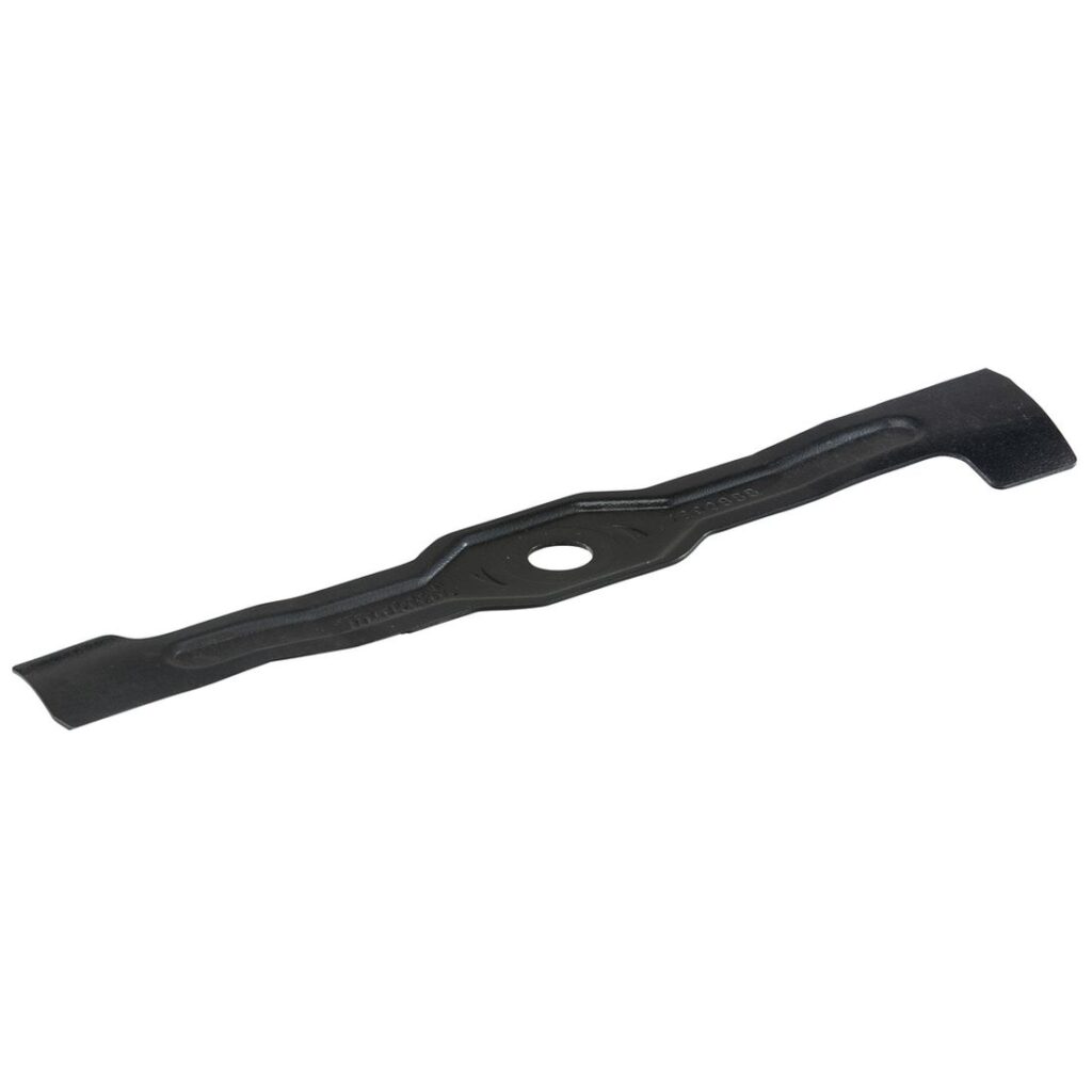 MAKITA Ruohonleikkurin veitsiterä (bio) 430 mm. Kuvassa Ruohonleikkurin veitsiterä (bio) 430 mm vasemmalta etuyläviistosta.