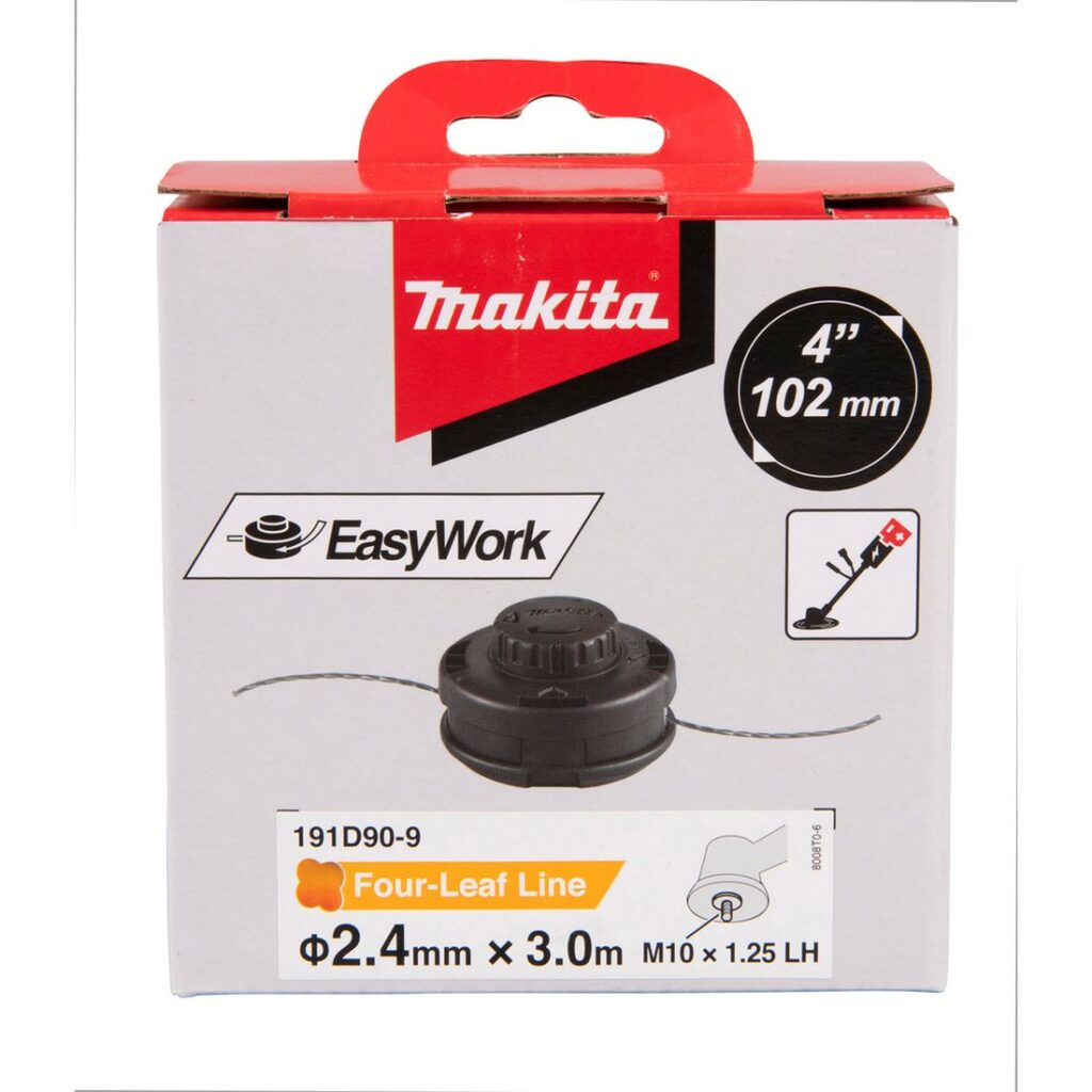 MAKITA Siimapää Tap&Go EasyWork Ø 2,4 mm x 3 m / 4". Kuvassa tuotteen myyntipakkaus edestäpäin.
