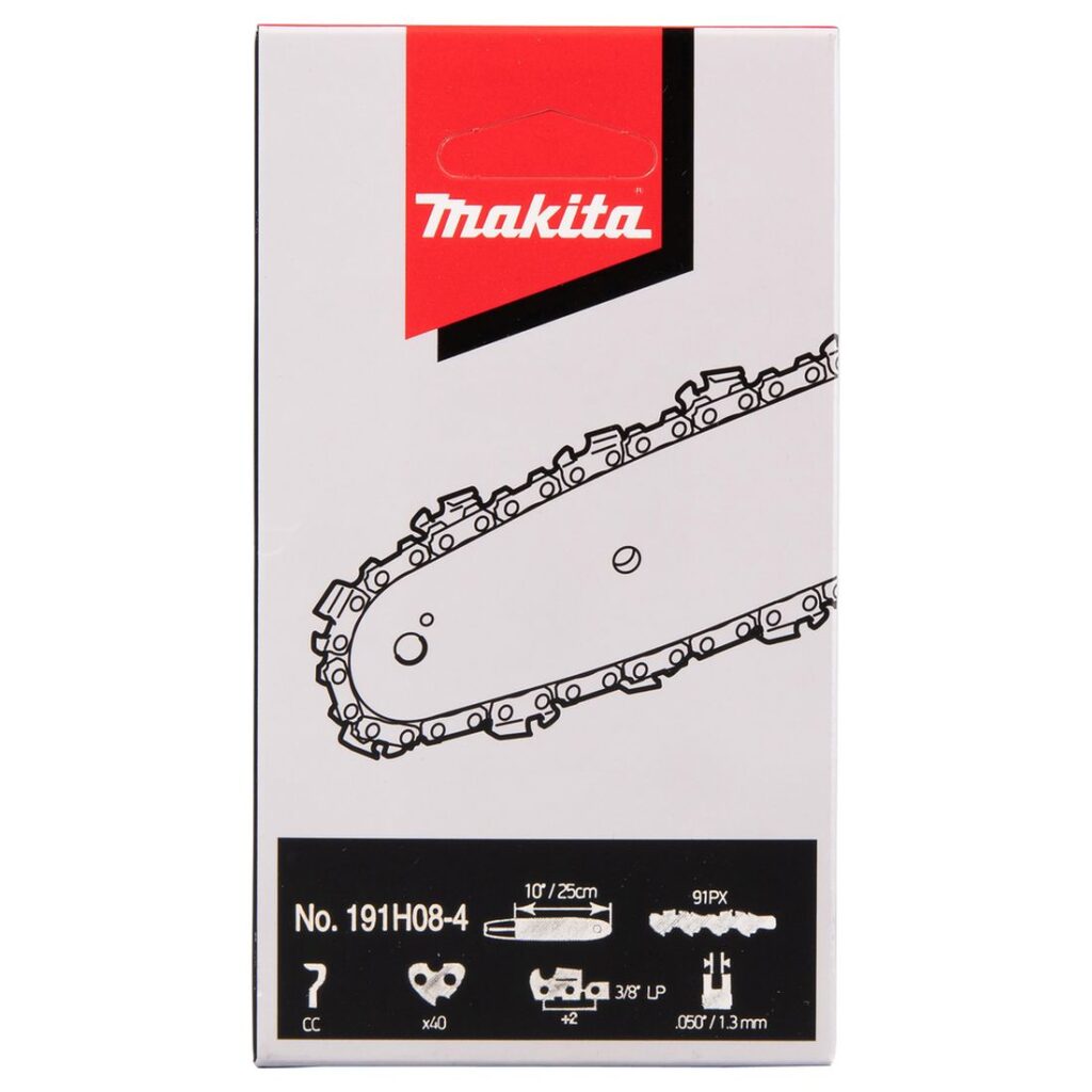 MAKITA Teräketju 40, 3/8", 1,3 mm, 10". Kuvassa tuotteen myyntipakkaus edestäpäin.