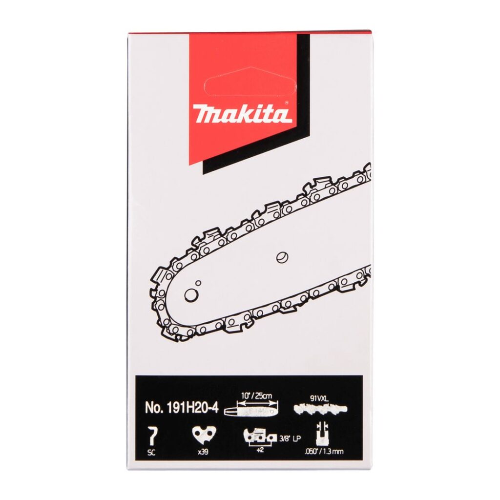 MAKITA Teräketju 39, 3/8", 1,3mm, 10". Kuvassa tuotteen myyntipakkaus edestäpäin.