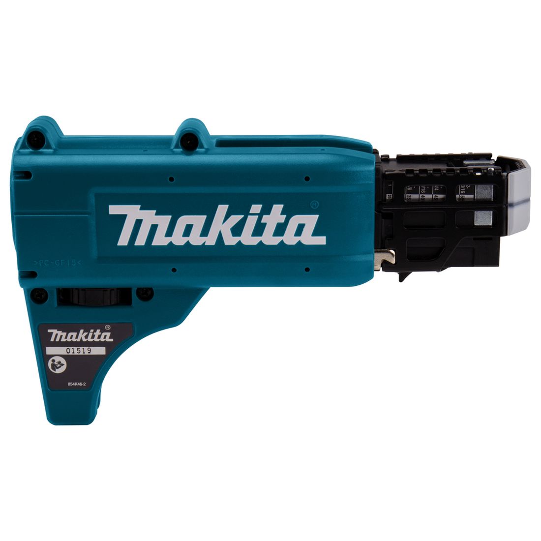 MAKITA Syöttölaite nauharuuveille 25 55 mm. Kuvassa Syöttölaite nauharuuveille 25 55 mm oikealta sivustapäin.