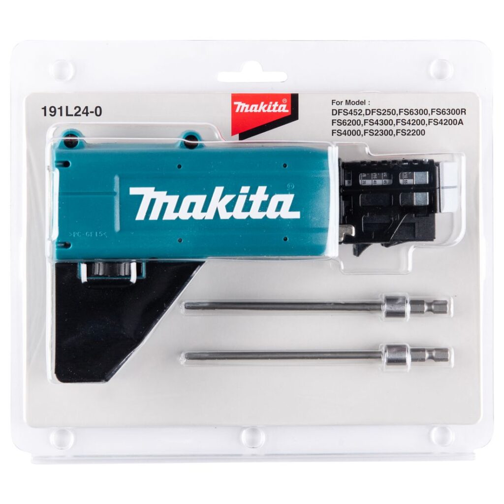 MAKITA Syöttölaite nauharuuveille 25 55 mm. Kuvassa tuotteen myyntipakkaus edestäpäin.
