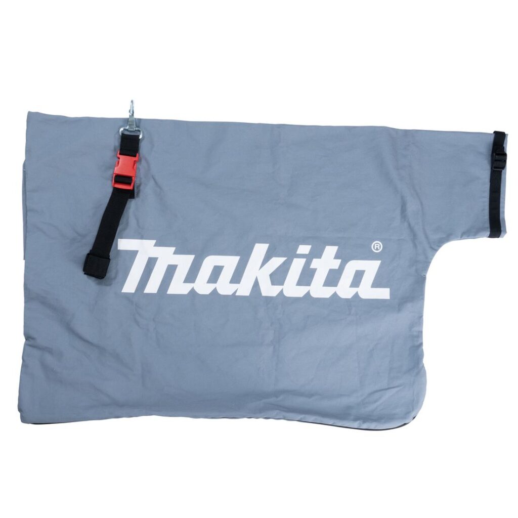 MAKITA Silppuava imuvarustus puhaltimeen DUB363. Kuvassa keruupussi ja kantohihna.
