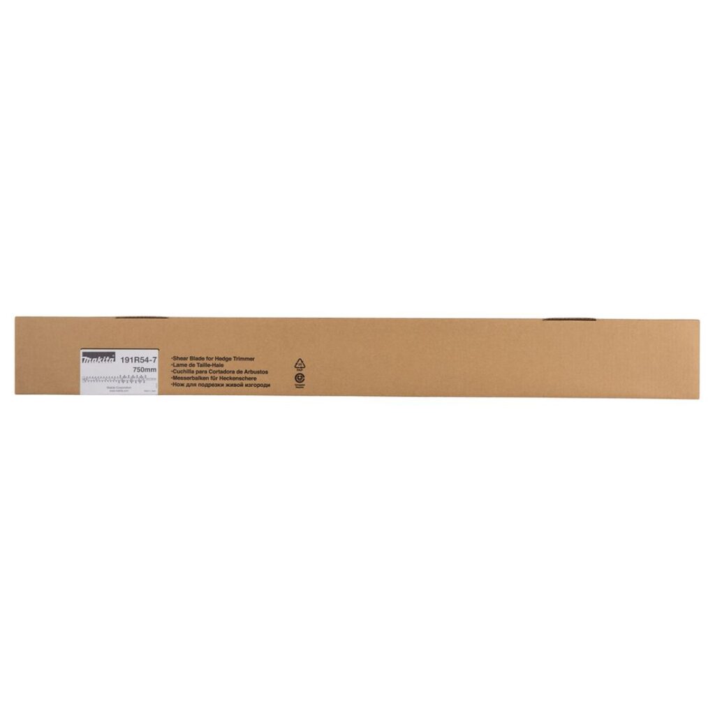MAKITA Terä pensasleikkuriin 750 mm, DUH751. Kuvassa tuotteen myyntipakkaus edestäpäin.