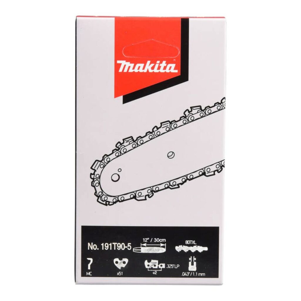 MAKITA Teräketju 51, 0,325, 1,1 mm, 12". Kuvassa tuotteen myyntipakkaus edestäpäin.