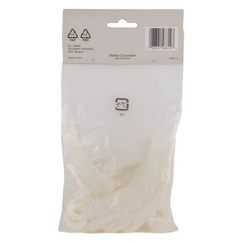 MAKITA Vaihtoterät komposiittia 12 kpl (Ruohoterä 1983831). Kuvassa tuotteen myyntipakkaus takaapäin.