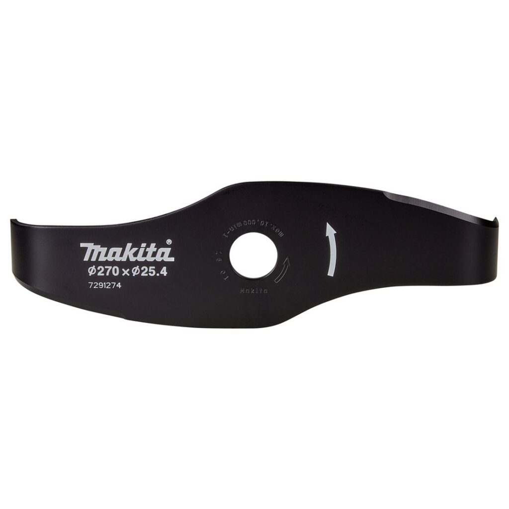 MAKITA Ruohoterä silppuava 2lapainen, 270x25,4 mm, UR012G. Kuvassa Ruohoterä silppuava 2lapainen, 270x25,4 mm, UR012G ylhäältäpäin.