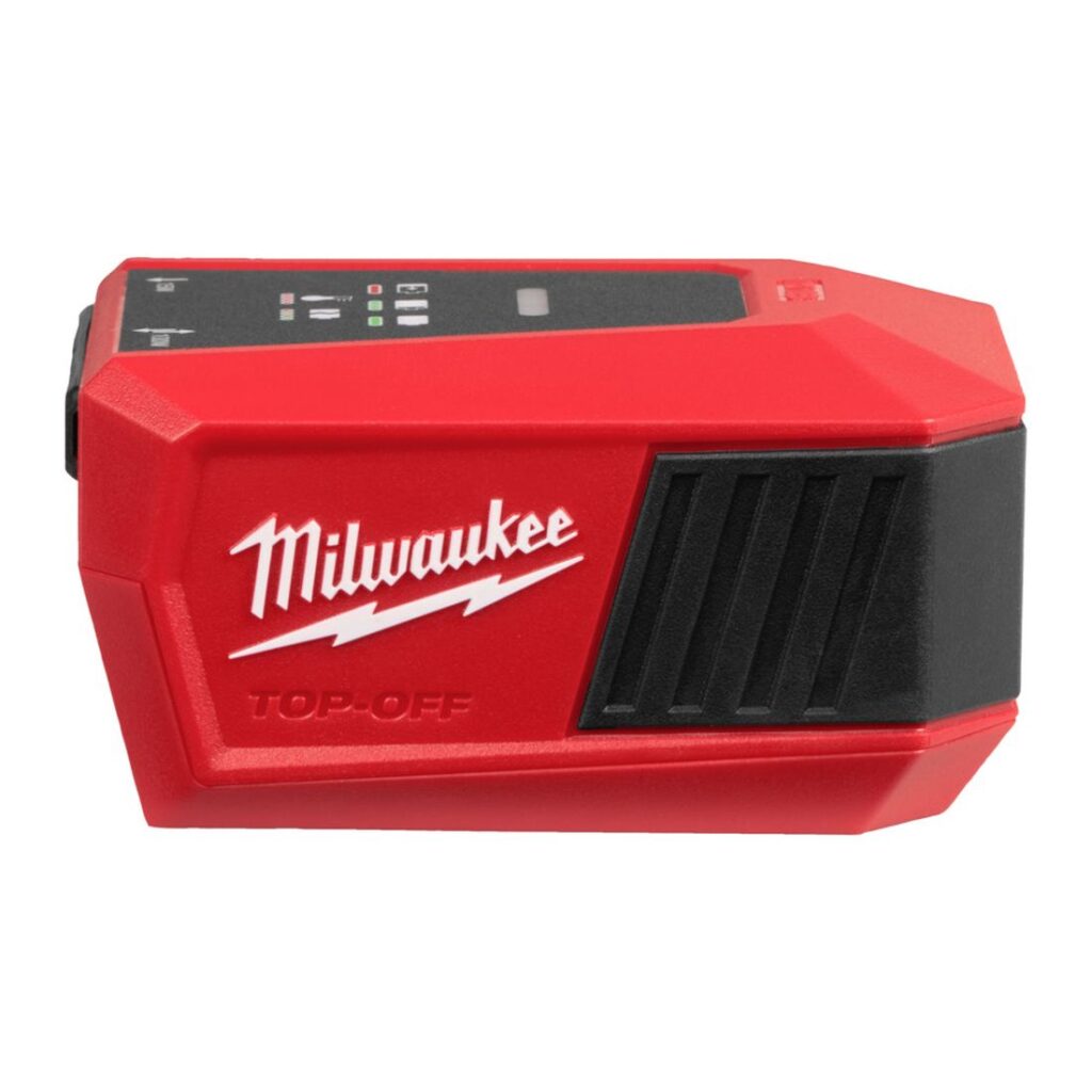 Milwaukee M18™ TOP-OFF-minilaturi. Kuvassa laturi sivustapäin.