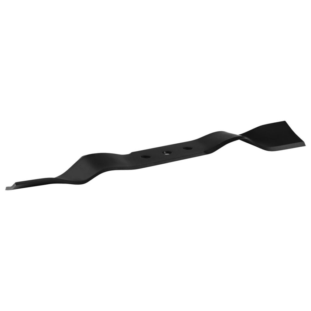 MAKITA Ruohonleikkurin veitsiterä (bio) 410 mm. Kuvassa Ruohonleikkurin veitsiterä (bio) 410 mm vasemmalta sivustapäin yläviistosta.