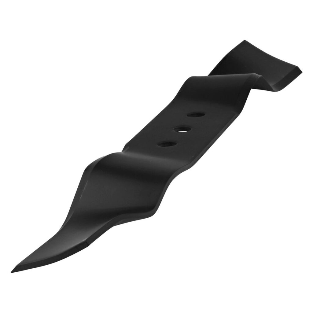 MAKITA Ruohonleikkurin veitsiterä (bio) 410 mm. Kuvassa Ruohonleikkurin veitsiterä (bio) 410 mm oikealta etuyläviistosta.