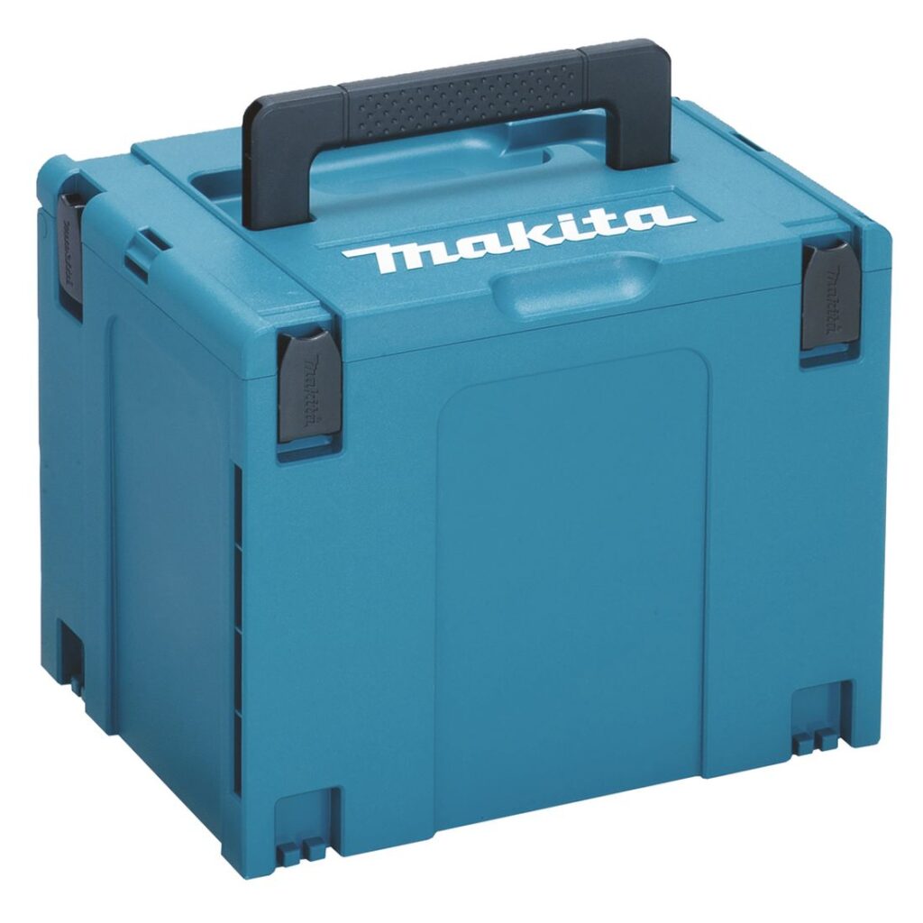 MAKITA Makpac muovilaukku 4. Kuvassa Makpac muovilaukku 4 vasemmalta etuyläviistosta.