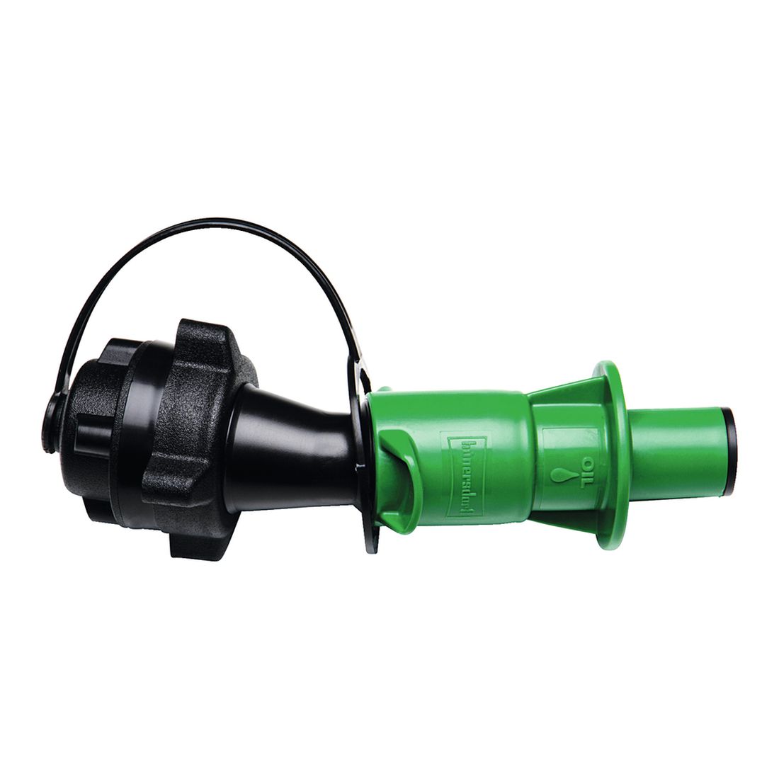 MAKITA Kaatonokka ylitäytön estolla teräketjuöljylle. Kuvassa Kaatonokka ylitäytön estolla teräketjuöljylle vasemmalta sivustapäin.