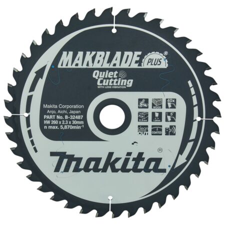 MAKITA Pyörösahanterä 165 x 30 x 2,4 mm, Z40 puulle. Kuvassa Pyörösahanterä 165 x 30 x 2,4 mm, Z40 puulle edestäpäin