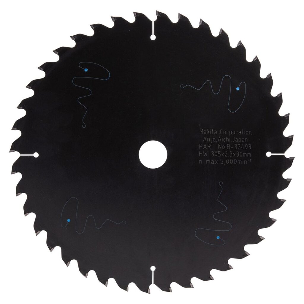 MAKITA Pyörösahanterä 305x30x2,3 mm, Z40, Makblade Plus. Kuvassa Pyörösahanterä 305x30x2,3 mm, Z40, Makblade Plus takaapäin.