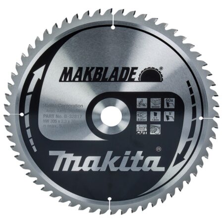 MAKITA Pyörösahanterä 305x30x2,3mm, Z60 Makblade. Kuvassa Pyörösahanterä 305x30x2,3mm, Z60 Makblade edestäpäin.