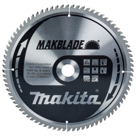 MAKITA Pyörösahanterä 305x30x2,3 mm, Z80 Makblade. Kuvassa Pyörösahanterä 305x30x2,3 mm, Z80 Makblade edestäpäin.