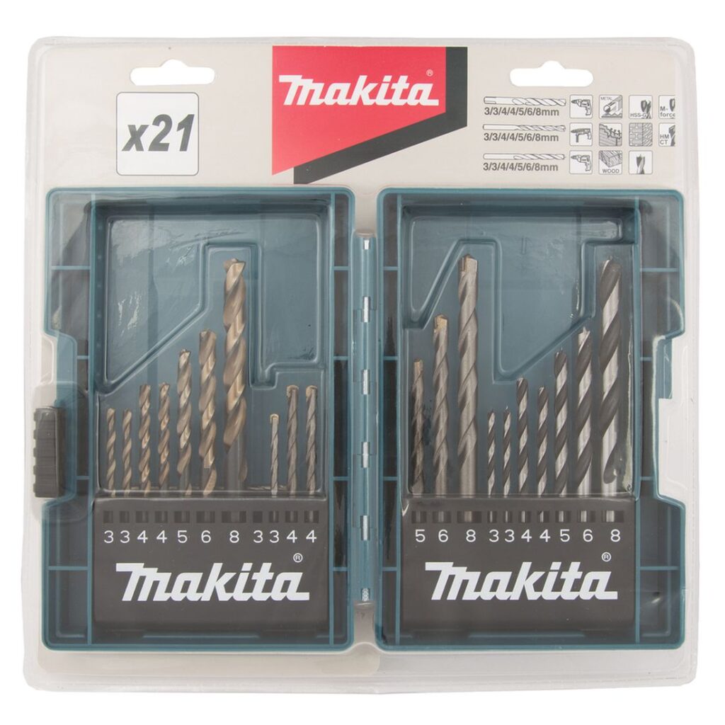 MAKITA Poranteräsarja, 21osaa. Kuvassa tuotteen myyntipakkaus edestäpäin.