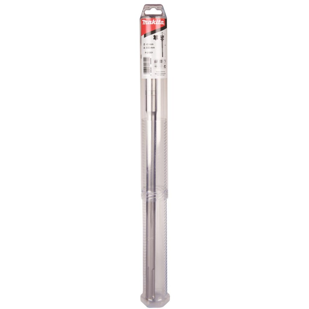 MAKITA SDSMAX läpivientiporanterä 45 x 550 mm. Kuvassa tuotteen myyntipakkaus edestäpäin.