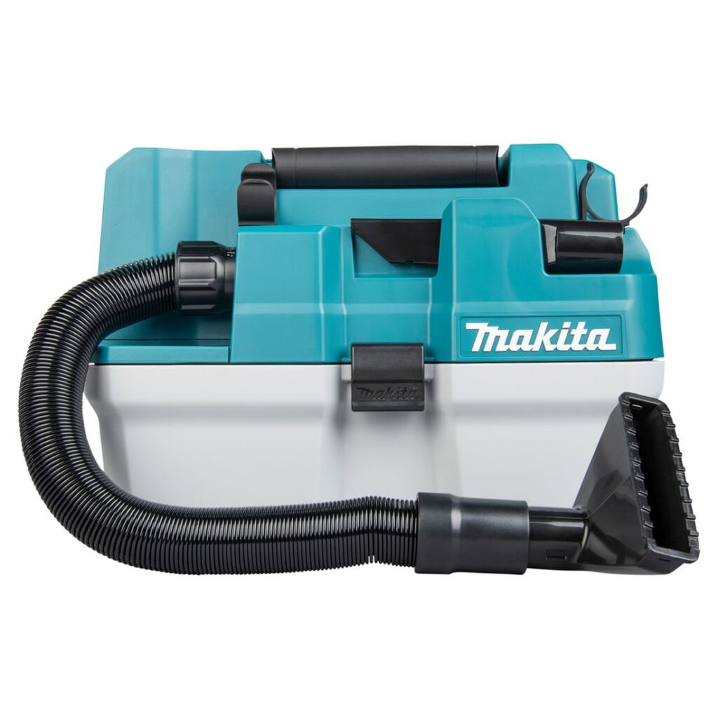 MAKITA Akkuimuri XGT. Kuvassa akkuimuri edestäpäin.