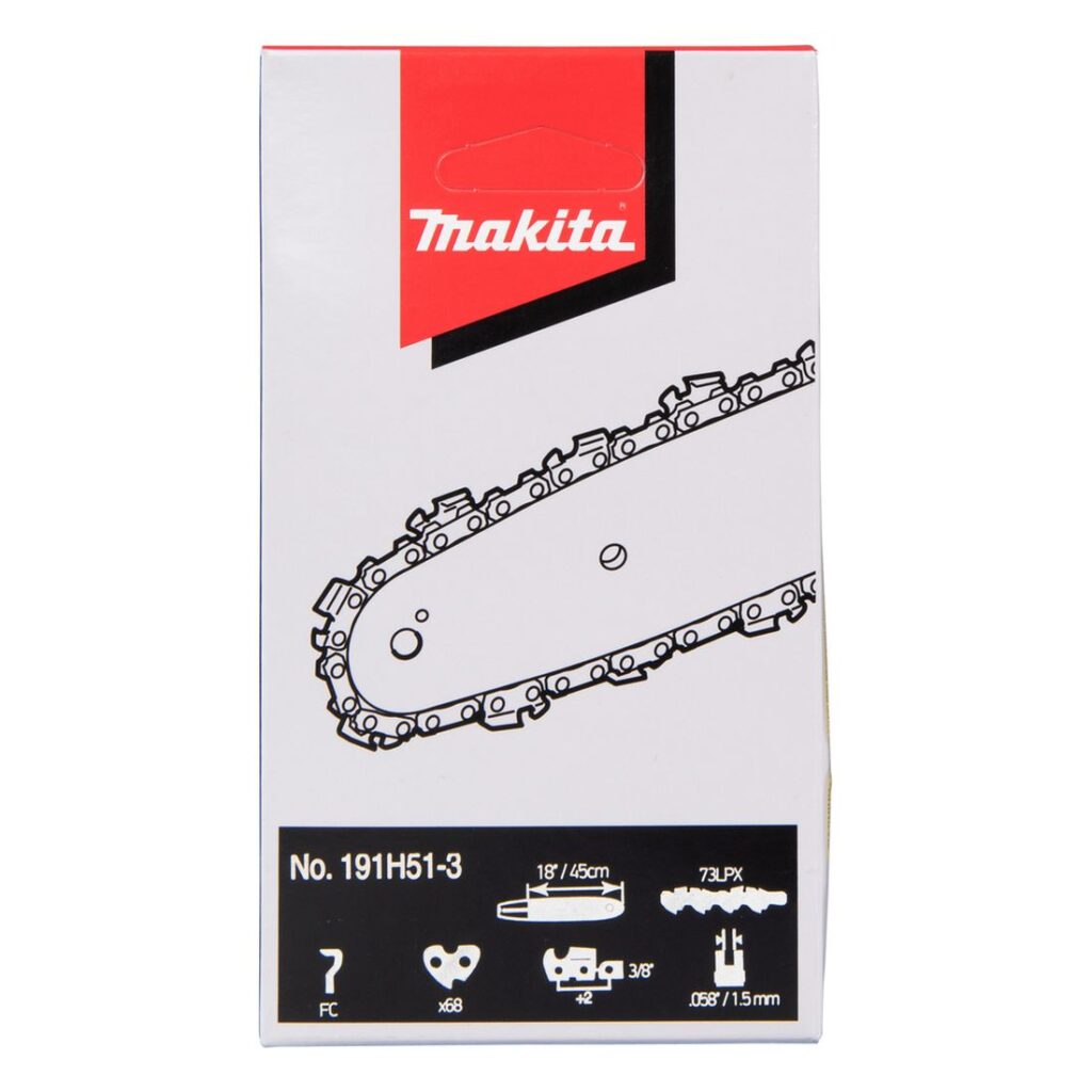 MAKITA Teräketju -68, 3/8, 1,5 mm, 18 191H51-3. Kuvassa Teräketju -68, 3/8, 1,5 mm, 18 191H51-3:n myyntipakkaus edestäpäin.