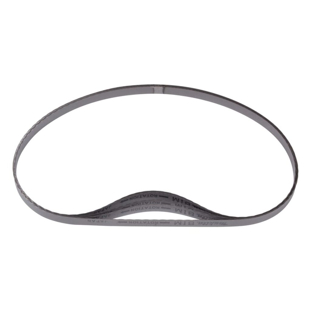 MAKITA Vannesahanterä BiM 13 x 0,5 x 835 mm , 24tpi , 5 kpl B-40565. Kuvassa Vannesahanterä BiM 13 x 0,5 x 835 mm , 24tpi , 5 kpl B-40565 edestäpäin yläviistosta.