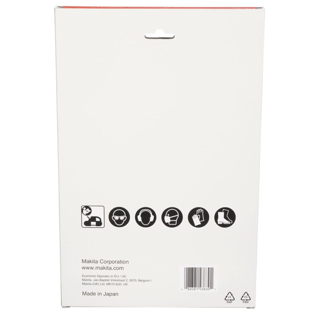 MAKITA Vannesahanterä BiM 13 x 0,5 x 835 mm , 24tpi , 5 kpl B-40565. Kuvassa Vannesahanterä BiM 13 x 0,5 x 835 mm , 24tpi , 5 kpl B-40565:n myyntipakkaus takaapäin.