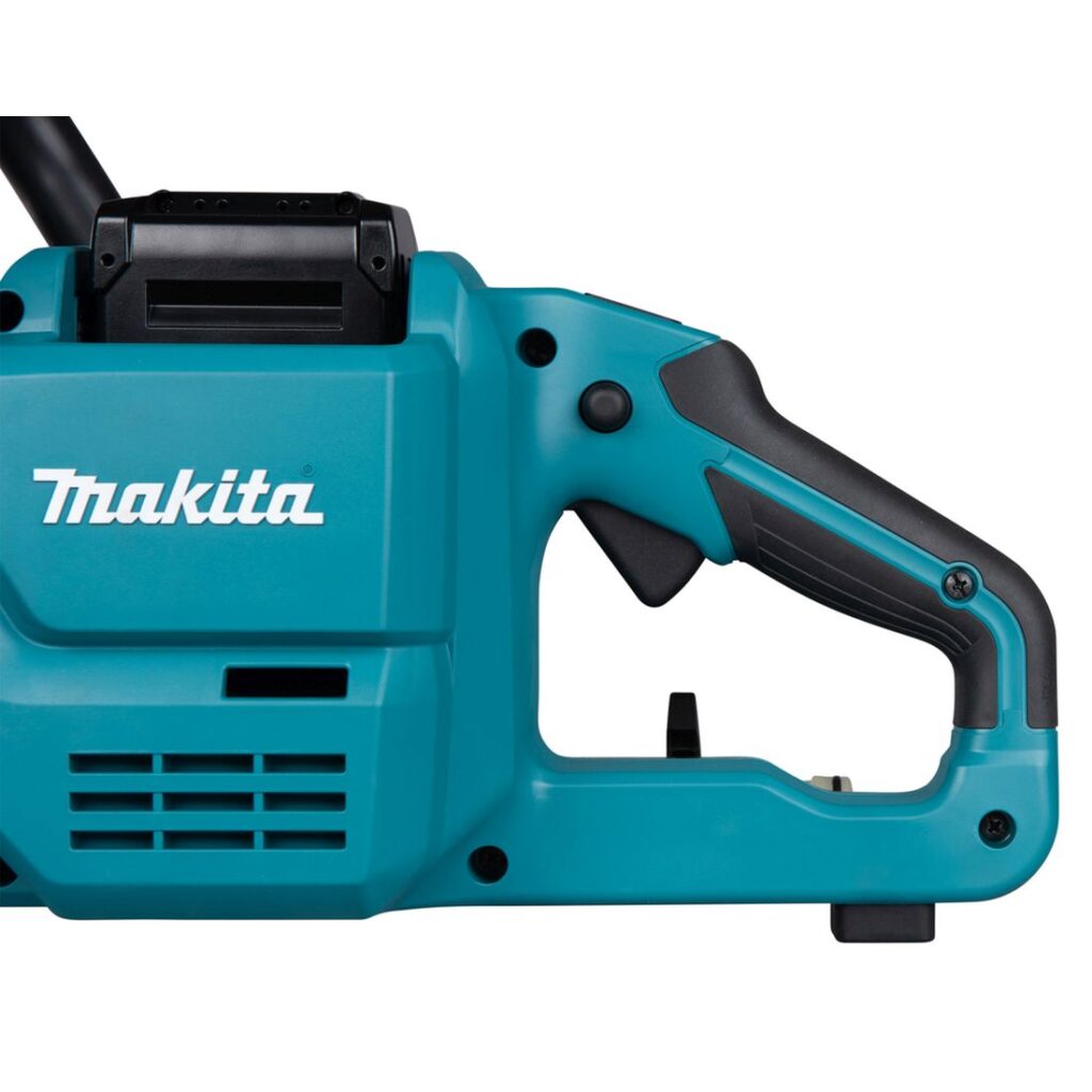 MAKITA Laikkaleikkuri XGT CE004G. Lähikuvassa Laikkaleikkuri XGT CE004G:n kädensija sivustapäin.