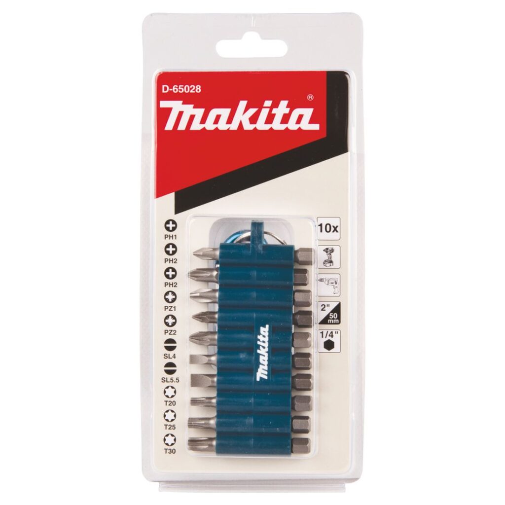 MAKITA Ruuvikärkisarja 10osaa. Kuvassa tuotteen myyntipakkaus edestäpäin.